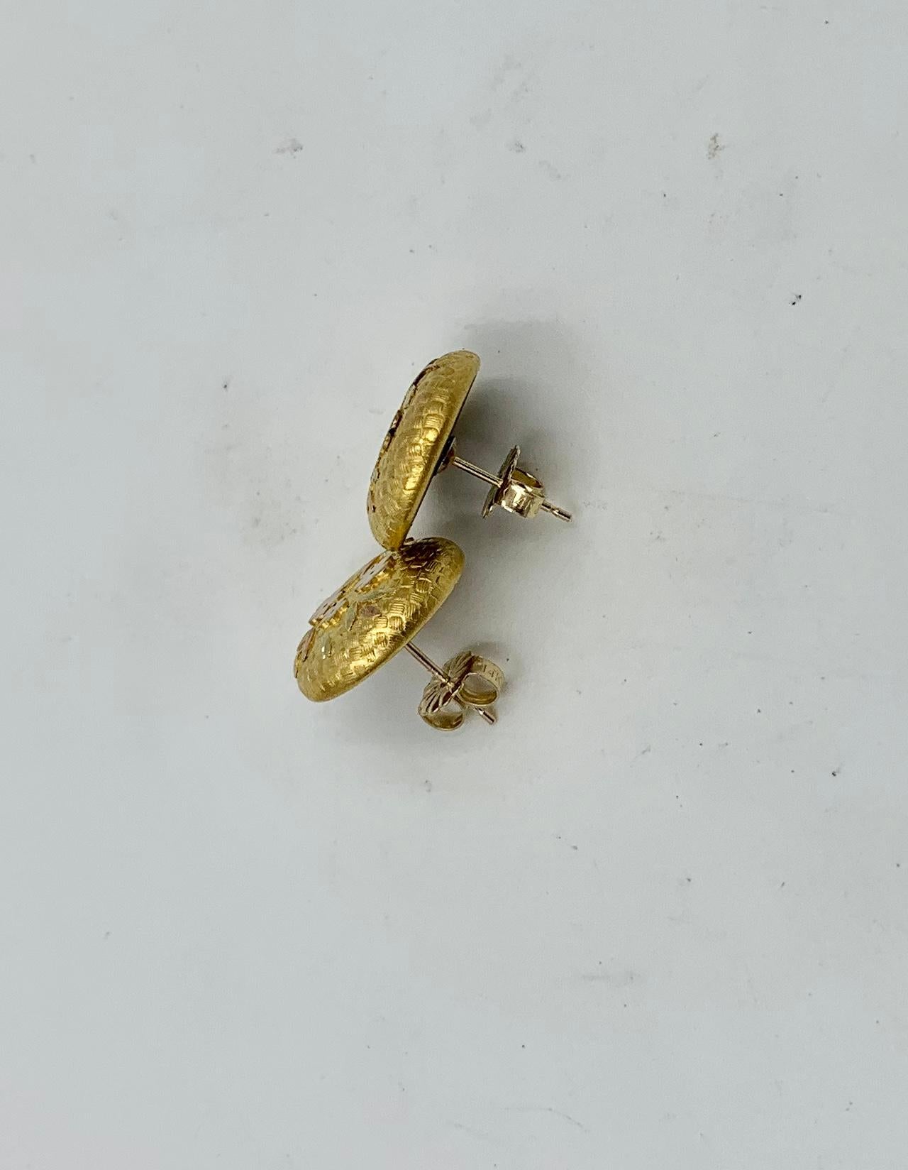Victorian Flower Earrings Etruscan Revival Gold For Sale 4