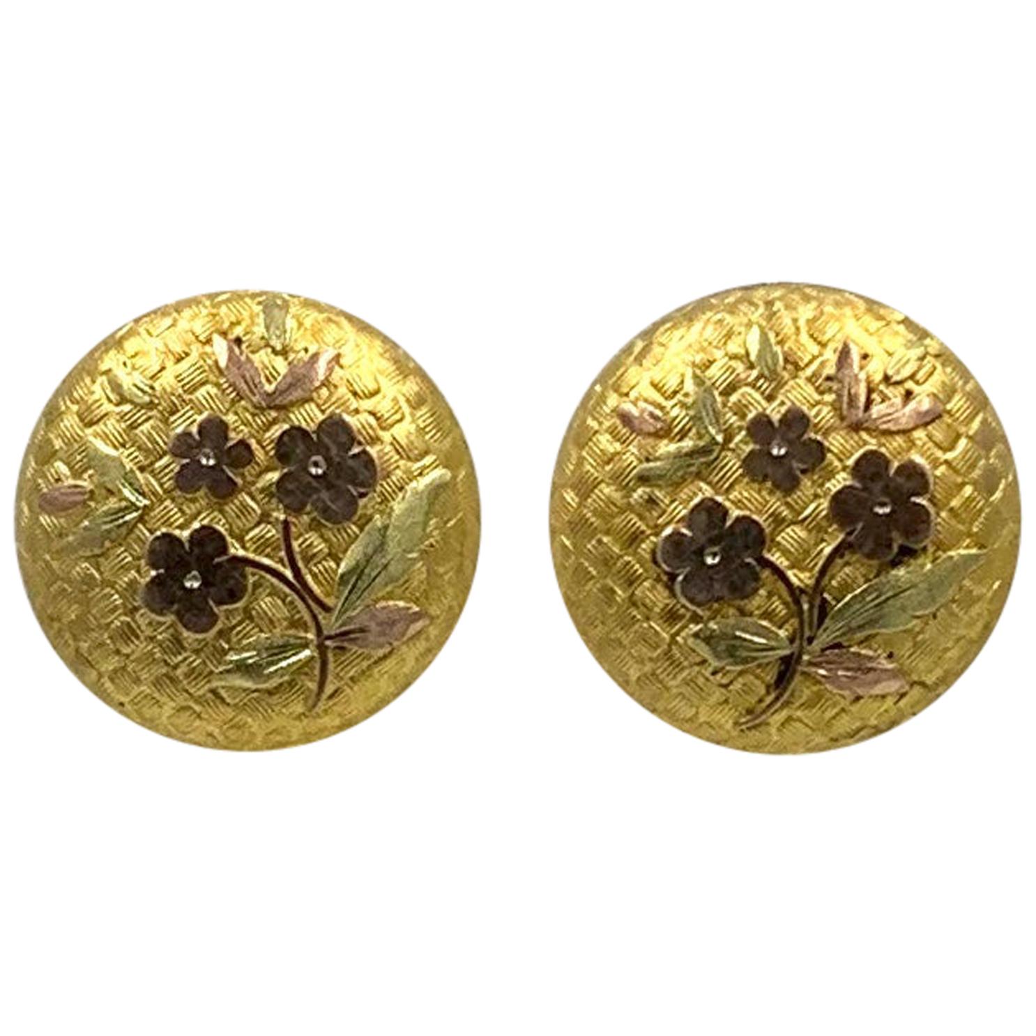 Victorian Flower Earrings Etruscan Revival Gold