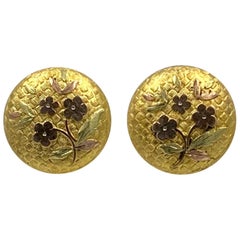 Antique Victorian Flower Earrings Etruscan Revival Gold