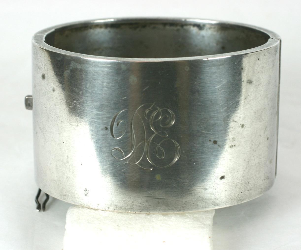 Women's or Men's Victorian Flower Panel Silver Cuff  For Sale