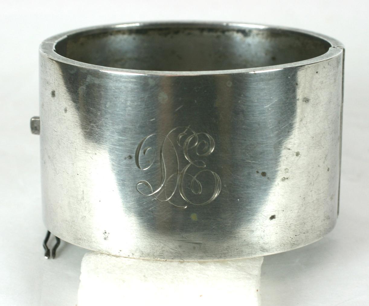 da uomo o donna Bracciale vittoriano con pannello floreale in argento in vendita