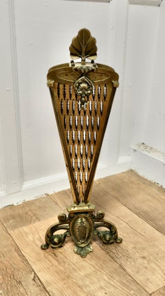 Victorian Folding Brass Fire Screen Peacock’s Tail Fire Guard