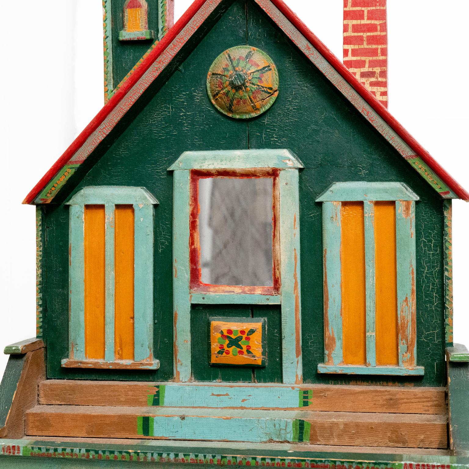 Victorian Folk Art House Table or Wall Art In Good Condition For Sale In Litchfield, CT