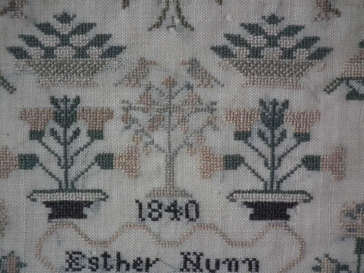 Victorian Folk Art Textile Sampler, Dated 1840 by Esther Nunn 3