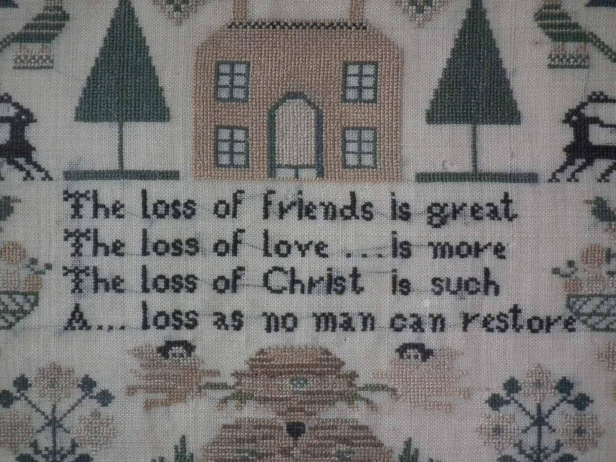 Victorian Folk Art Textile Sampler, Dated 1840 by Esther Nunn In Good Condition In Chelmsford, Essex