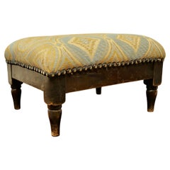 Antique Victorian Foot Stool Upholstered in Art Nouveau Designer Fabric