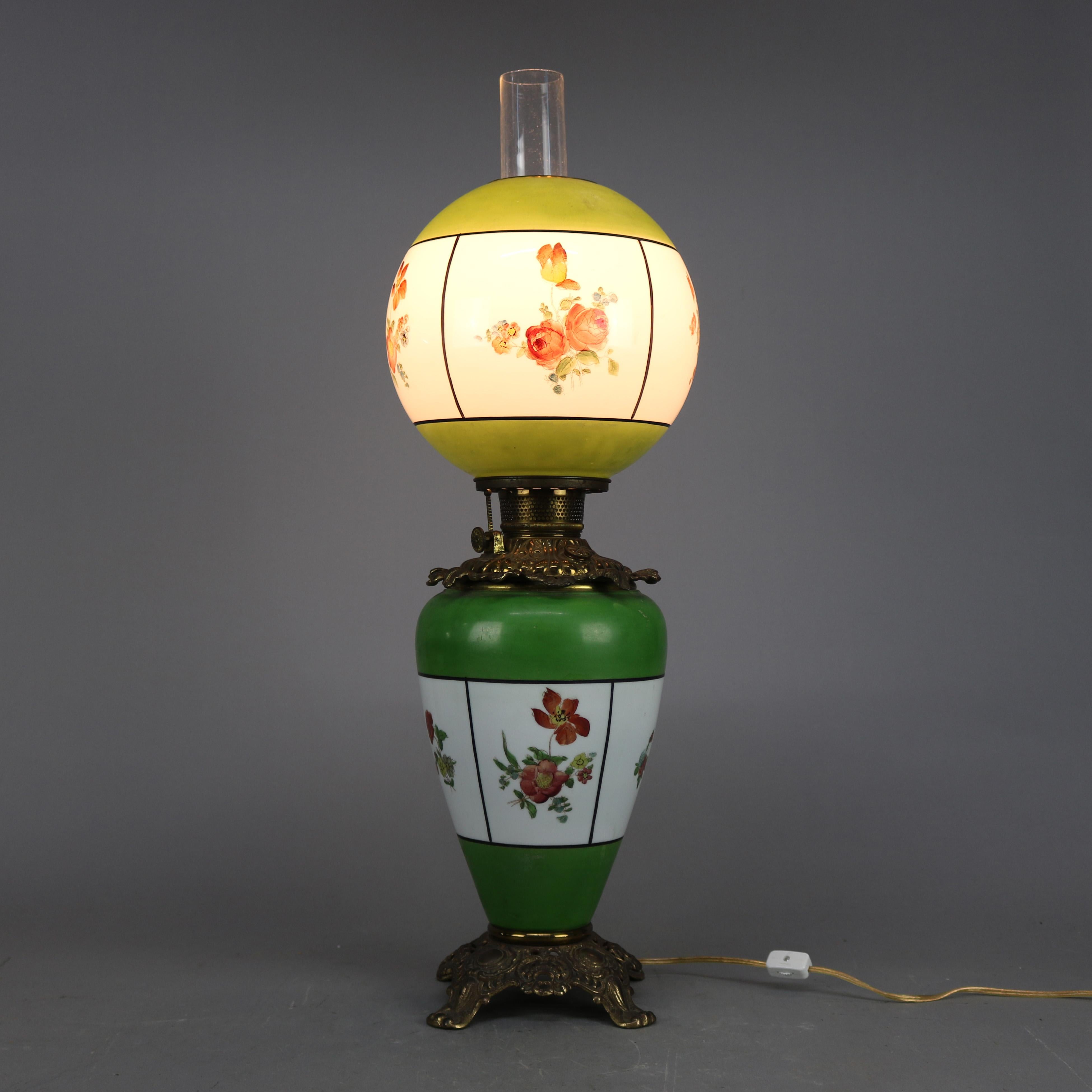 Cast Victorian Fostoria Gone with the Wind Banquet Parlor Lamp, circa 1890