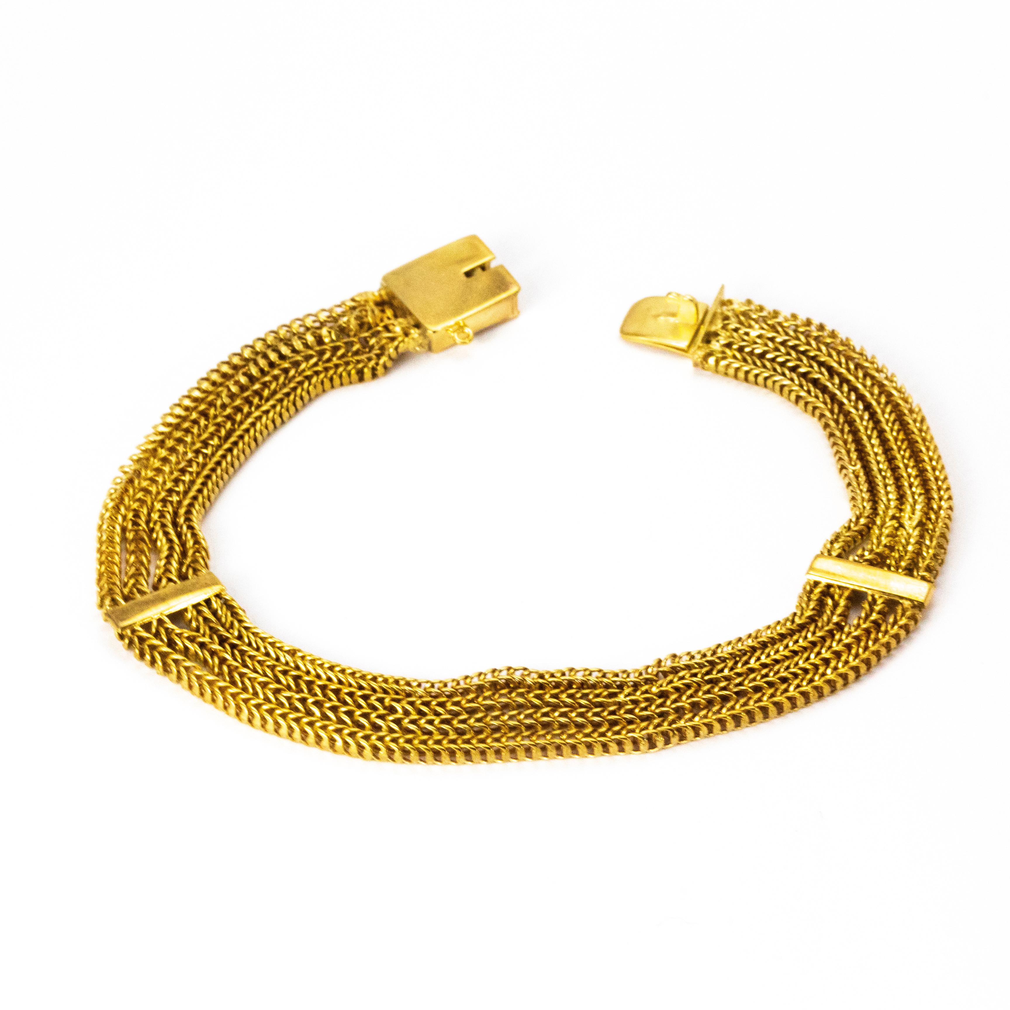 Victorian Four Strand Chain Gold Bracelet In Good Condition In Chipping Campden, GB