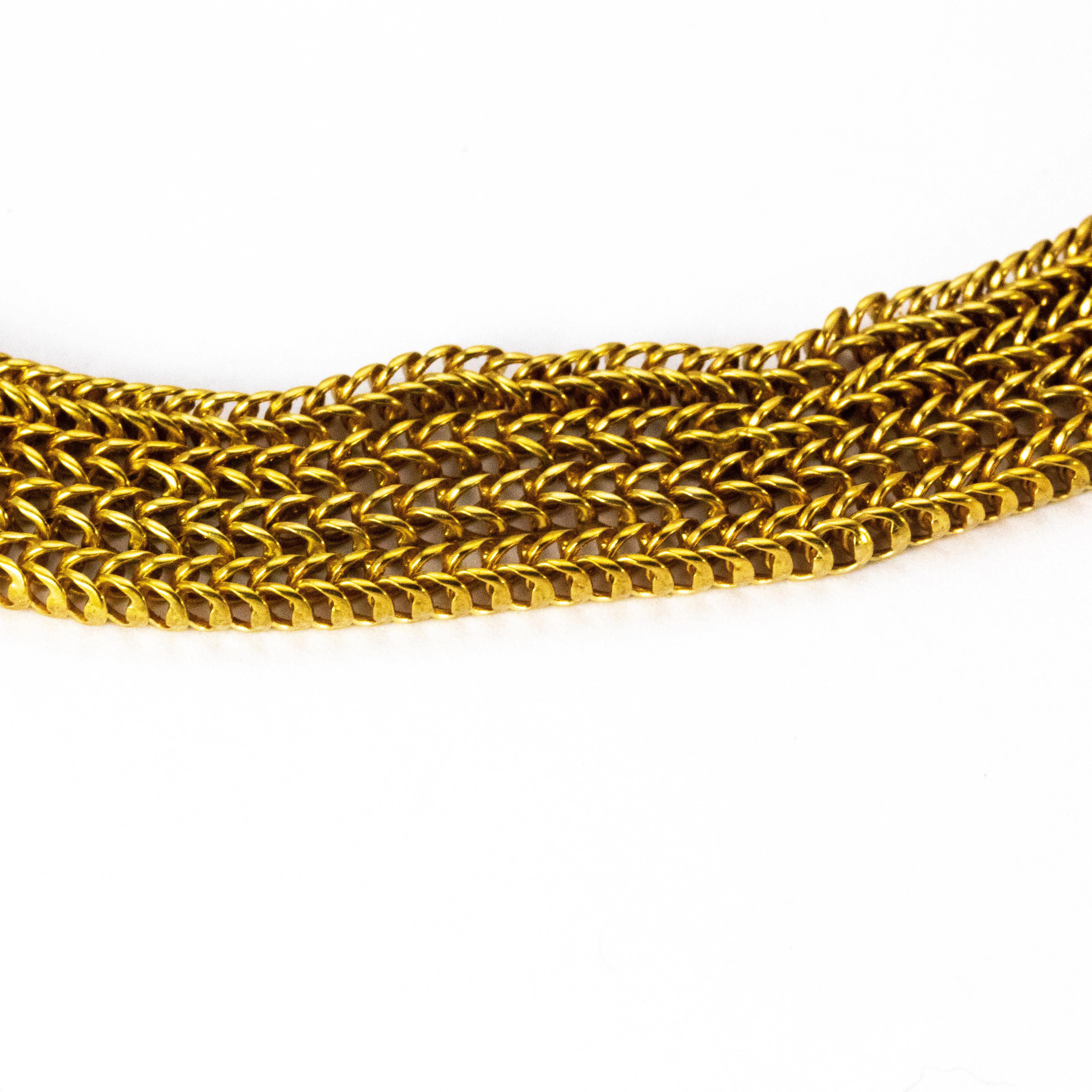 Women's or Men's Victorian Four Strand Chain Gold Bracelet