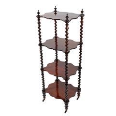 Antique Victorian Four-Tier Rosewood Whatnot