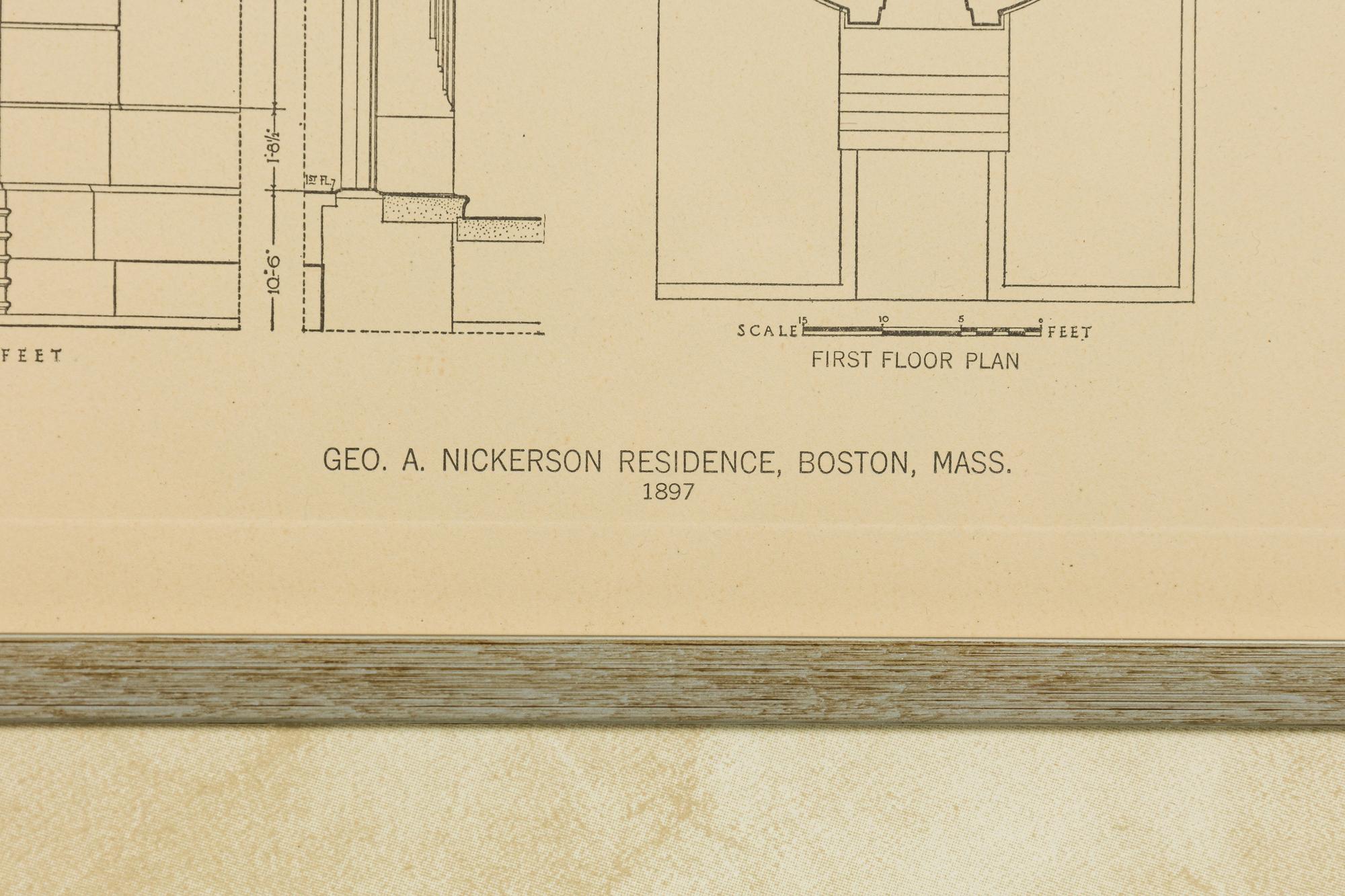 Stampa monografica vittoriana con cornice, intitolata: Geo. A. Nickerson Residence In condizioni buone in vendita a Queens, NY