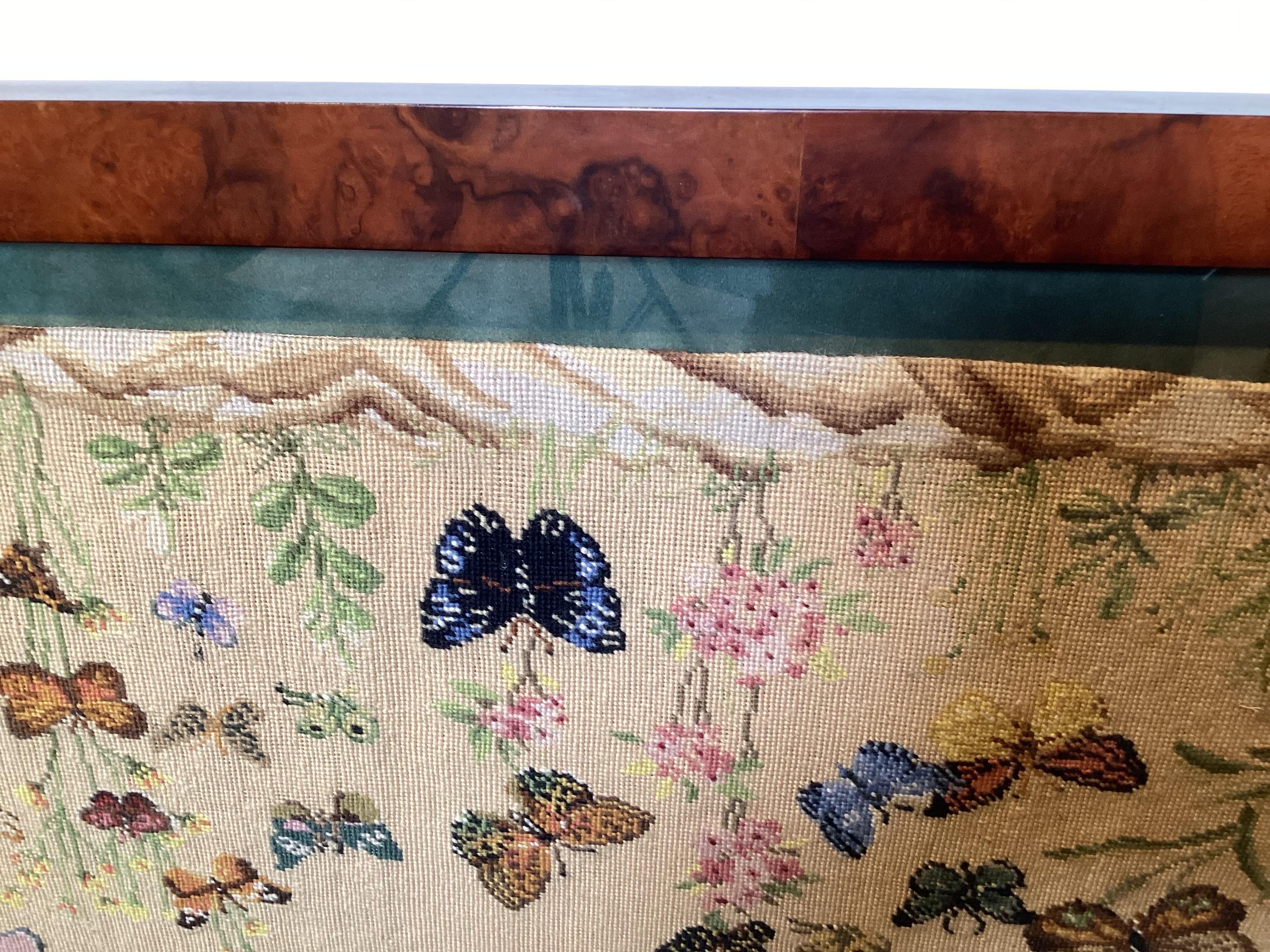 American Victorian Framed Needlework of Butterflies For Sale