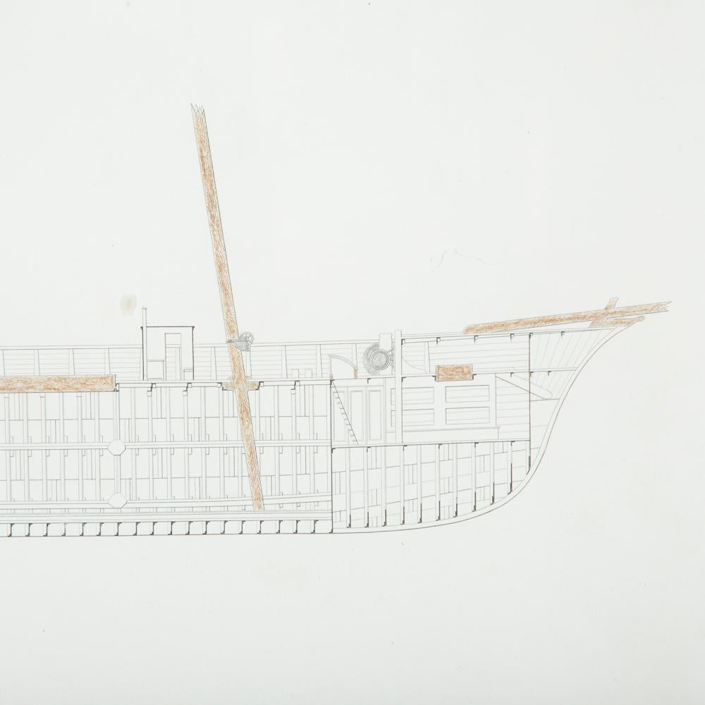 Estampe victorienne encadrée d'un navire à vapeur par Day & Son datée de 1864 Bon état - En vente à London, GB