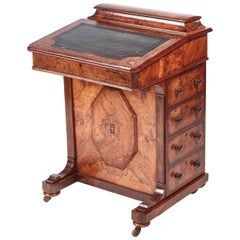 Victorian Freestanding Inlaid Burr Walnut Davenport
