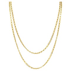 Victorian French 18 Karat Yellow Gold 58 Inch Long Chain Necklace