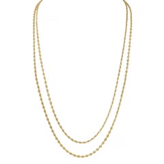 Victorian French 18 Karat Yellow Gold 62 IN Long Antique Fancy Link Chain