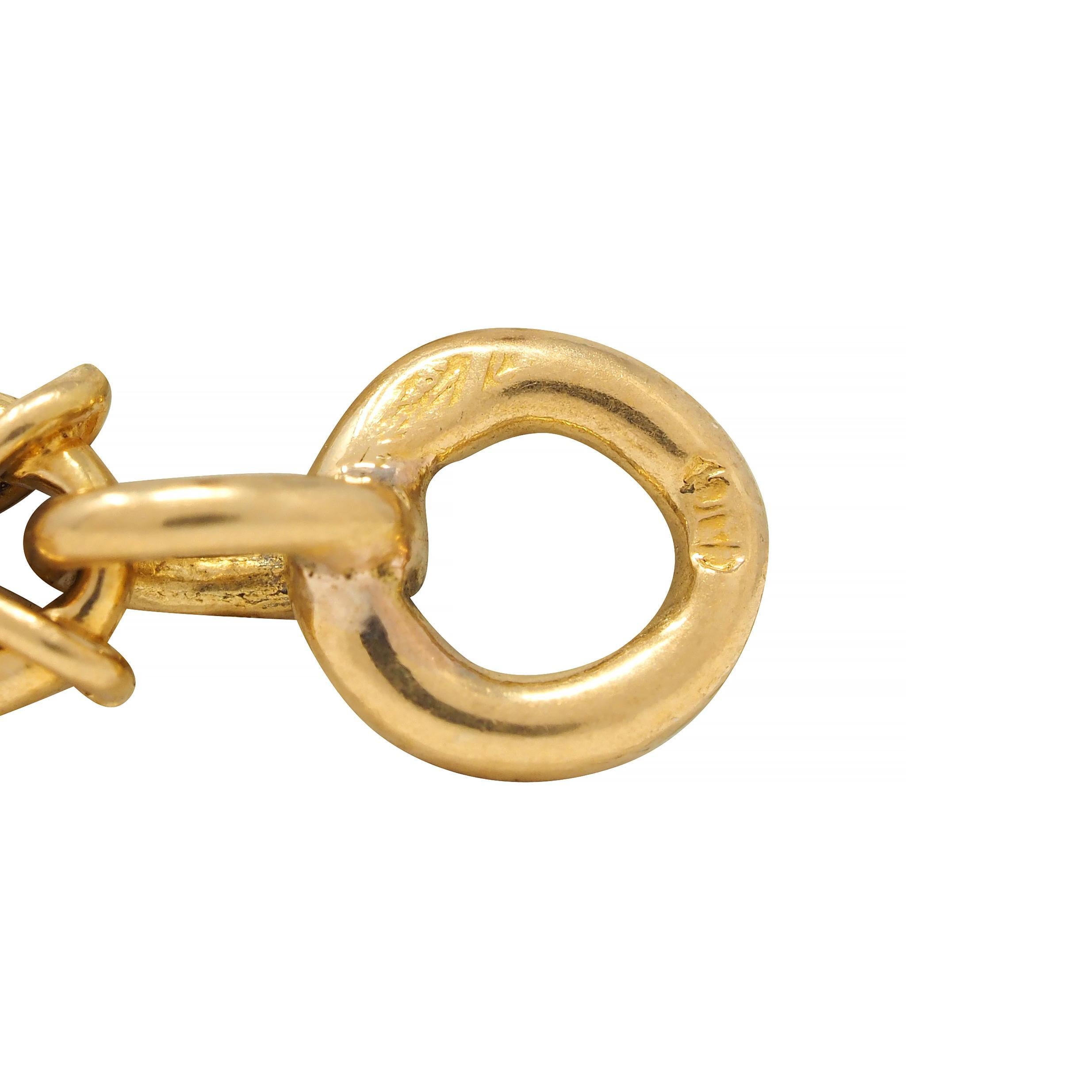 Viktorianische französische 18 Karat Gelbgold Fancy Link 61 IN antike Kette Halskette im Angebot 3
