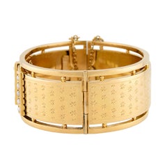 Victorian French 18k Pearl Hinged Cuff Bracelet