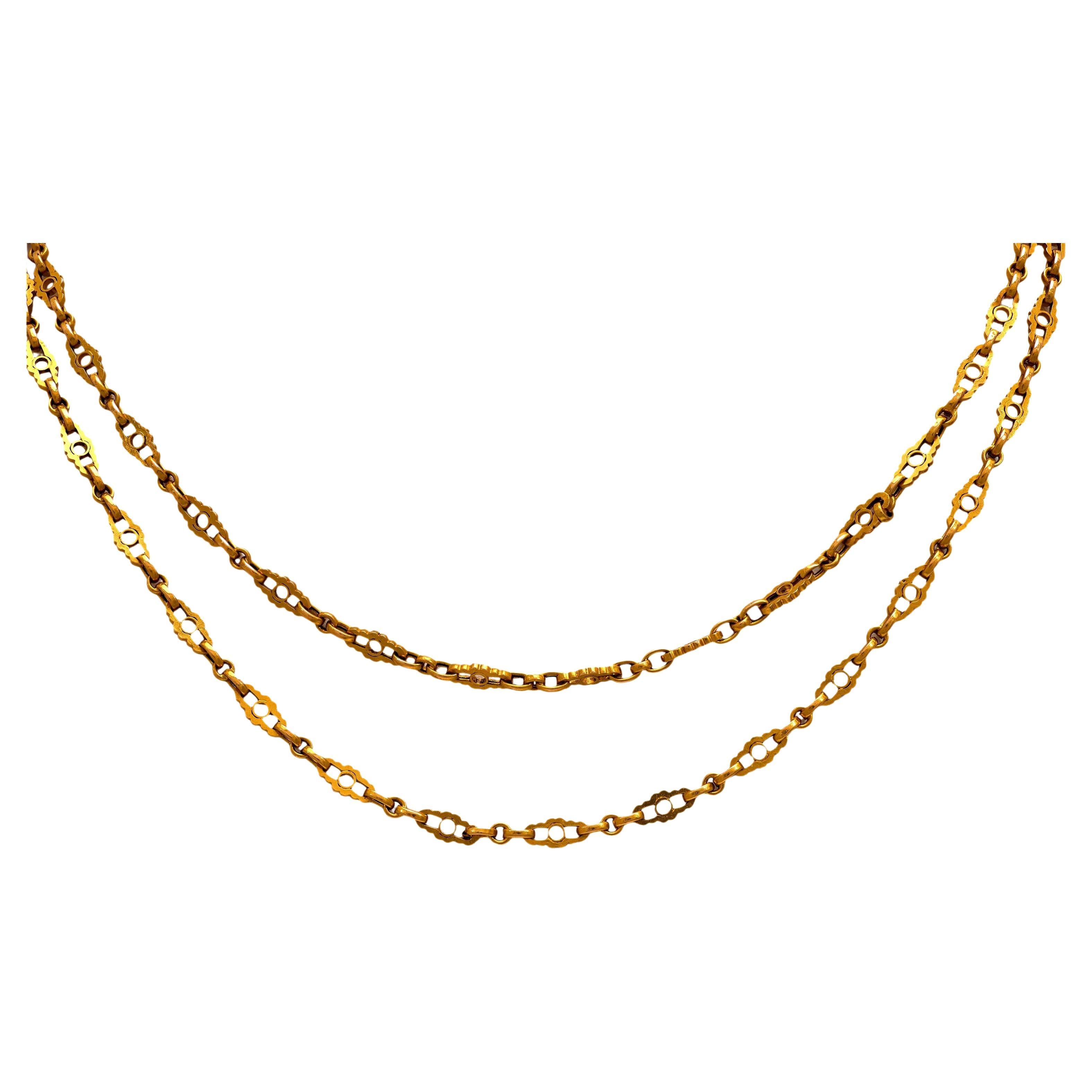 Victorian French 18k yellow gold fancy necklace
