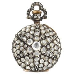 Antique Victorian French 2 Carat Rose Cut Diamond Star Pocket Watch