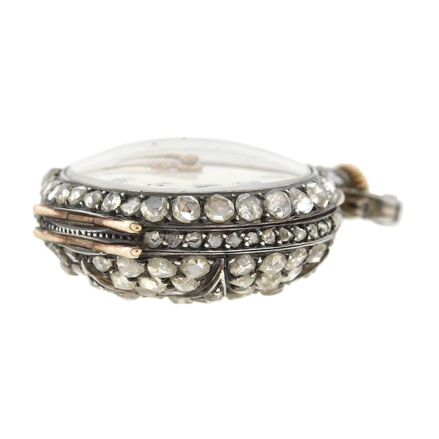 Viktorianische französische Sterntaschenuhr mit 2 Karat Diamanten im Rosenschliff für Damen oder Herren im Angebot