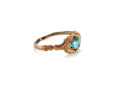 Victorian French Cut Blue Topaz Baby Ring Yellow Gold Antique Original 1880's