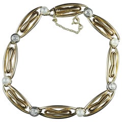 Victorian French Diamond Pearl 18 Carat Bracelet, circa 1900