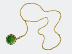 Victorian French Enamel 18k Locket with Longchain