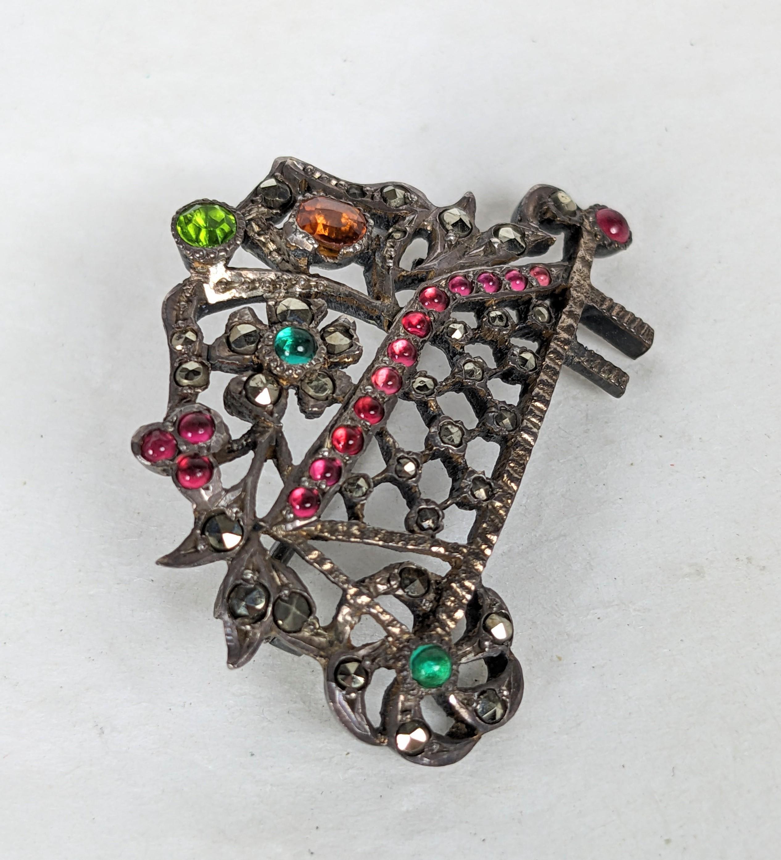 Victorian French Flower Cart Brooch In Good Condition For Sale In New York, NY