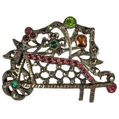 Broche de charrette française victorienne à fleurs