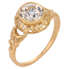 Victorian French GIA 1.51 carat old mine cut diamond 18k gold engagement ring