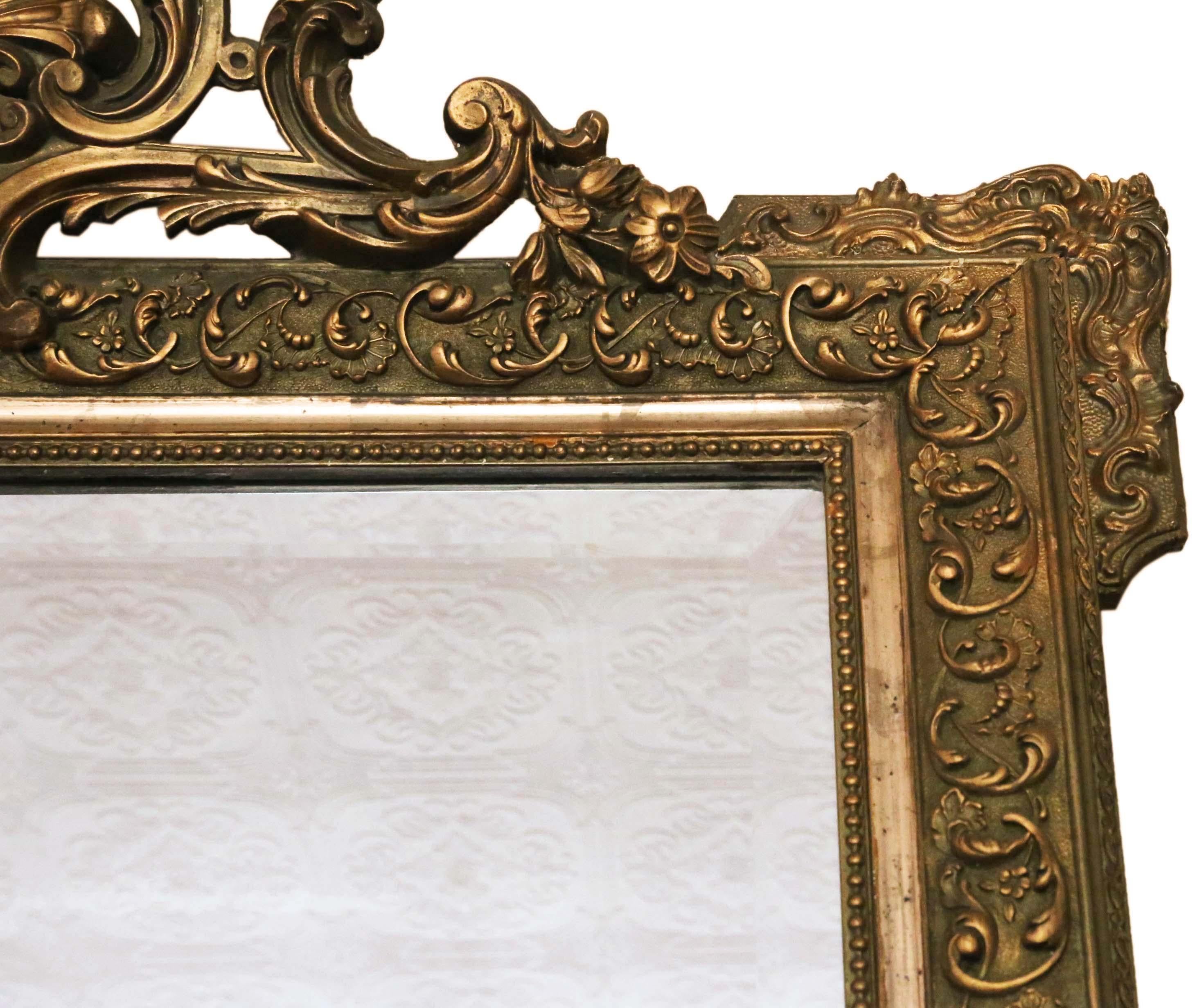 Victorian French Gilt Overmantle Wall Mirror In Good Condition In Wisbech, Cambridgeshire