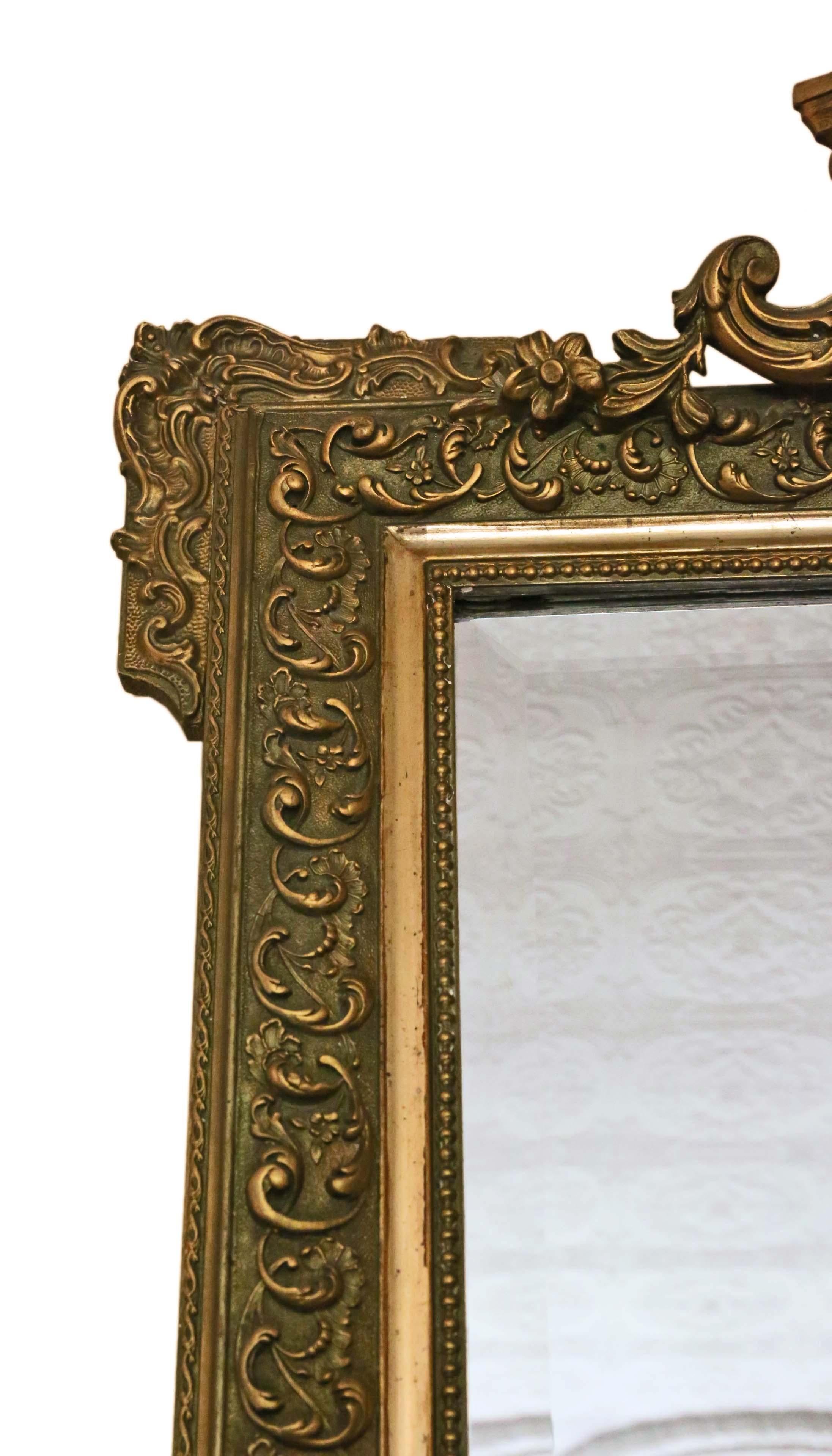 Late 19th Century Victorian French Gilt Overmantle Wall Mirror
