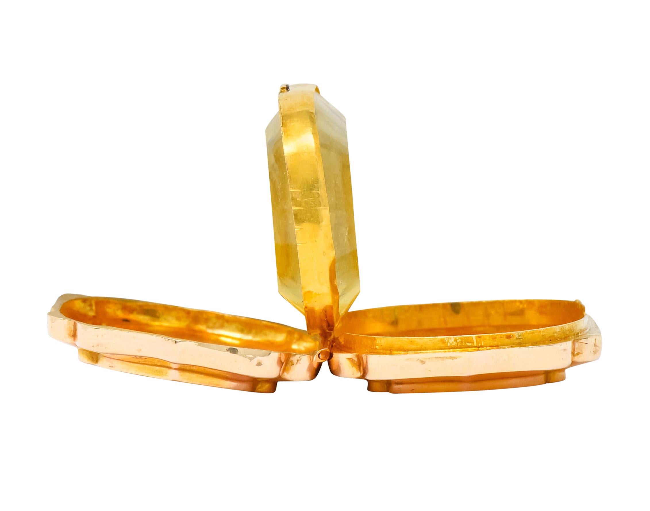 Victorian French Glass 18 Karat Two-Tone Gold Locket Pendant 3
