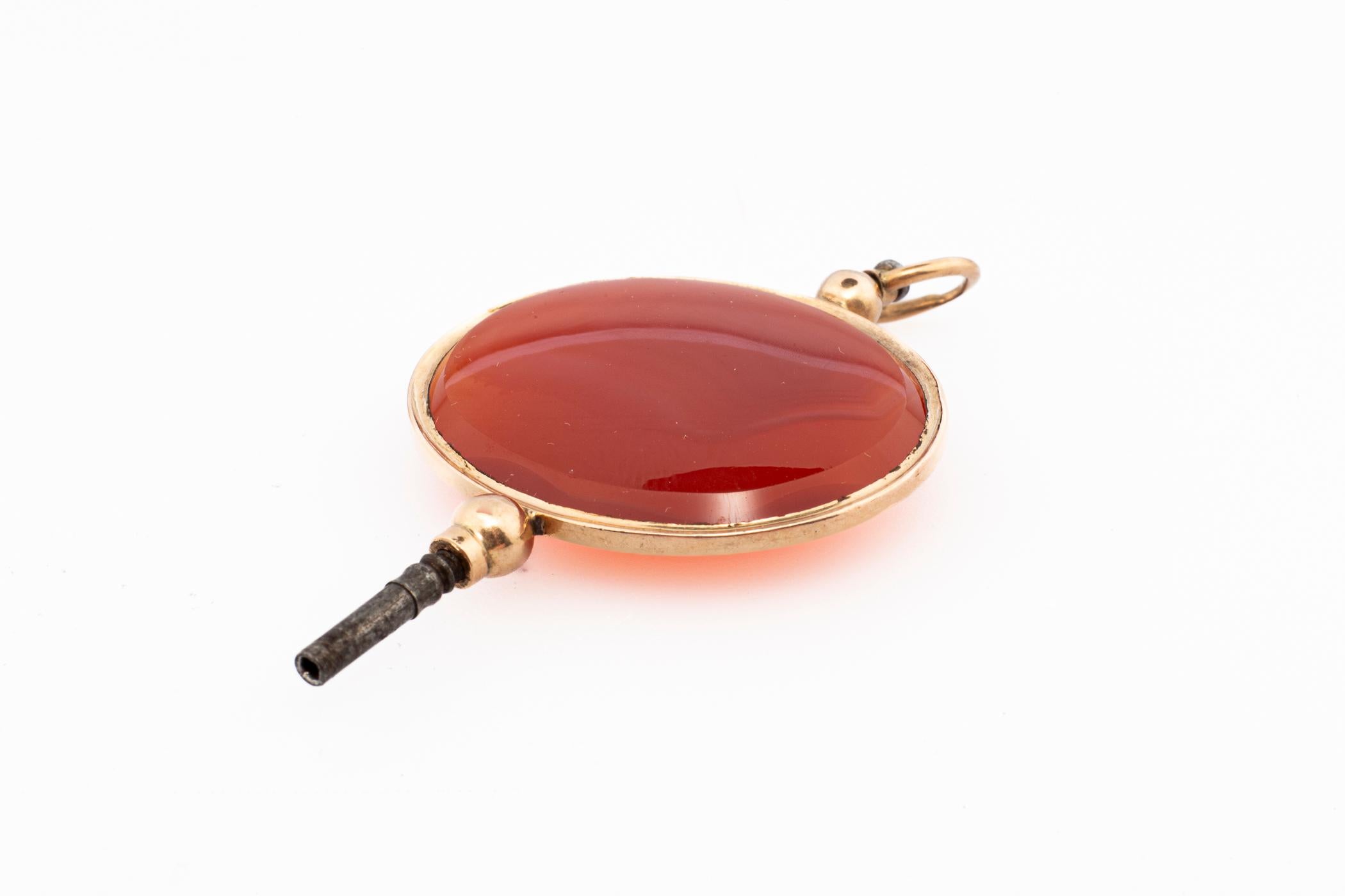 Late Victorian Victorian French Grand Size Carnelian Watch key Pendant or Fob For Sale