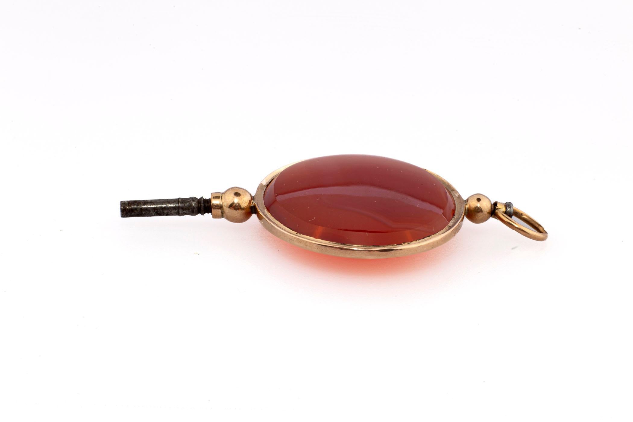 Oval Cut Victorian French Grand Size Carnelian Watch key Pendant or Fob For Sale