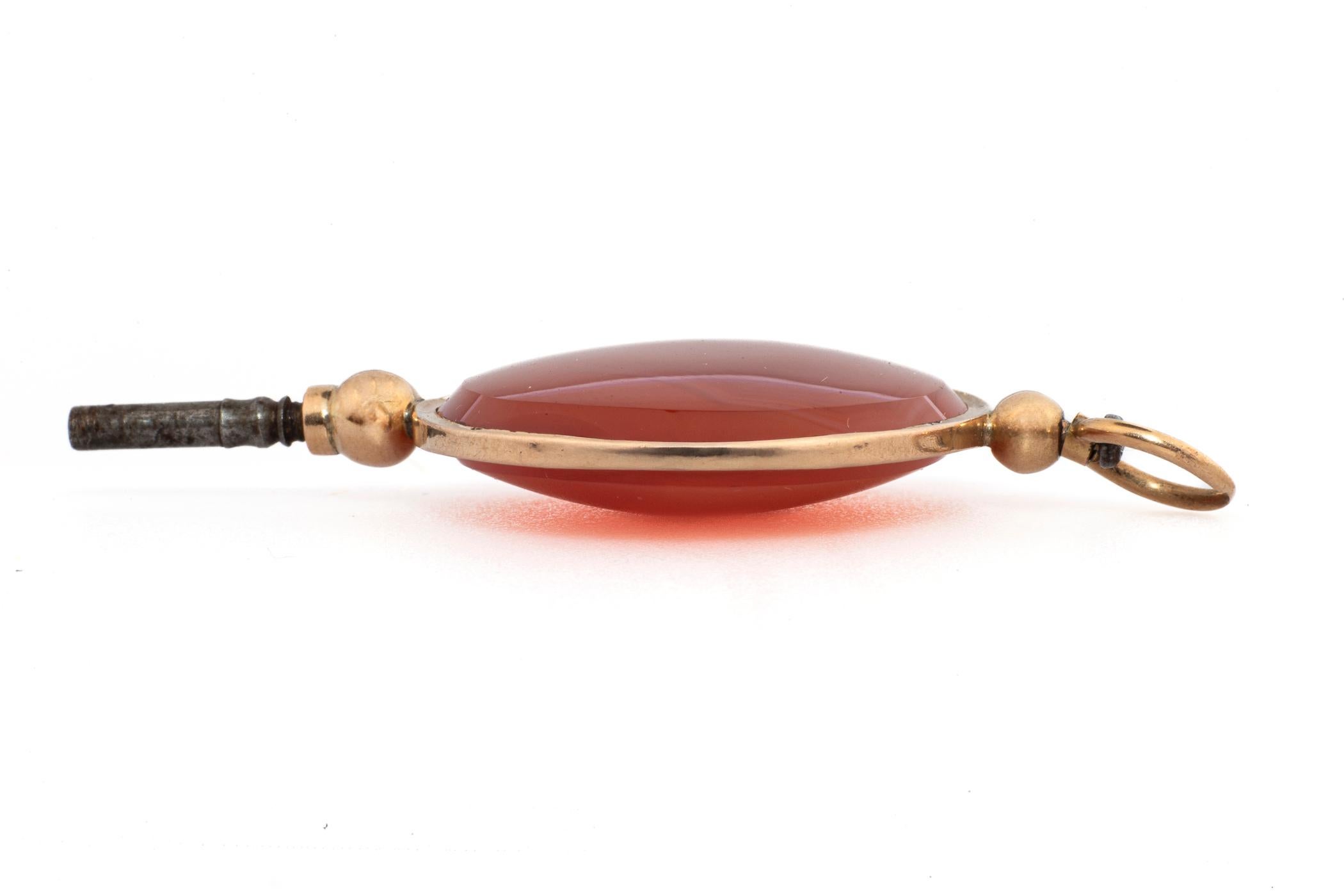Victorian French Grand Size Carnelian Watch key Pendant or Fob In Excellent Condition For Sale In Stamford, CT