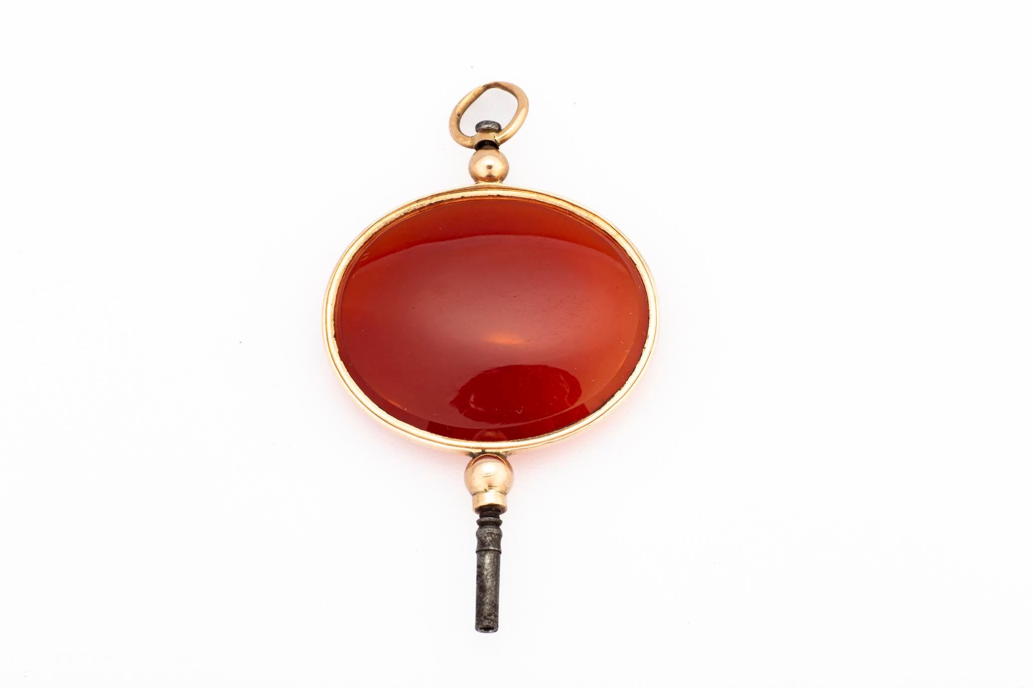 Women's or Men's Victorian French Grand Size Carnelian Watch key Pendant or Fob For Sale