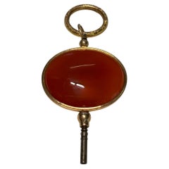 Victorian French Grand Size Carnelian Watch key Pendant or Fob With Jump Ring