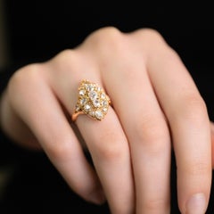 Victorian French Marquise Diamond Cluster Ring Circa 1890