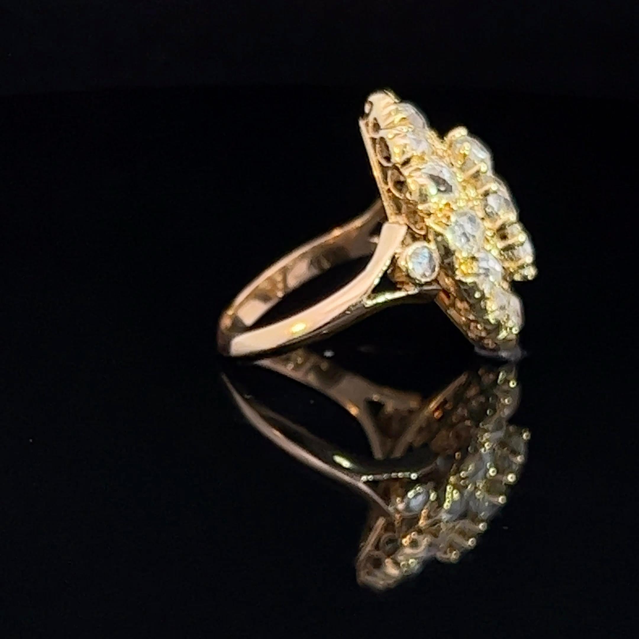 Victorian French Marquise Diamond Cluster Ring Circa 1890 For Sale 2