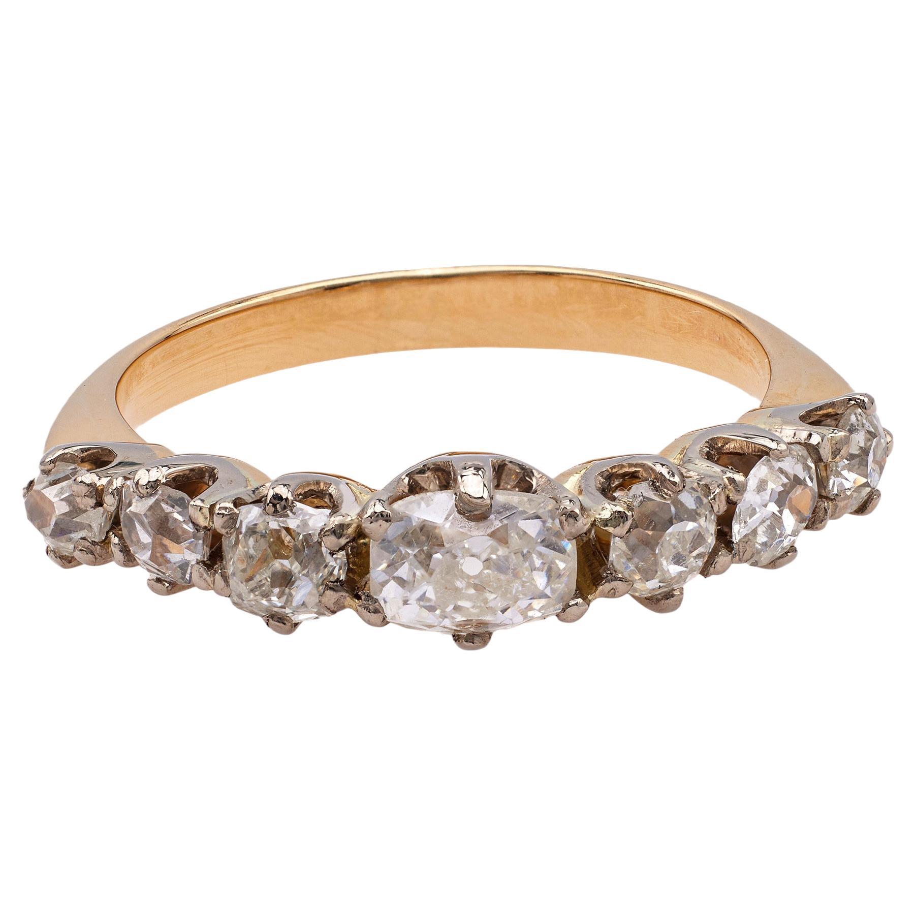 Victorian French Old Cut Diamond 18k Two Tone Band