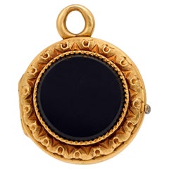 Victorian French onyx 18k yellow gold locket pendant