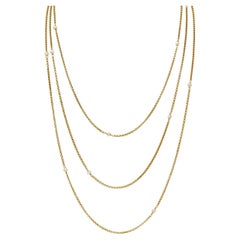 Victorian French Pearl 18 Karat Yellow Gold Antique Rolo Link Chain Necklace