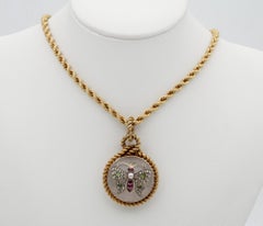 Victorian French Rock Crystal Diamond Pearl Rare Locket Chain