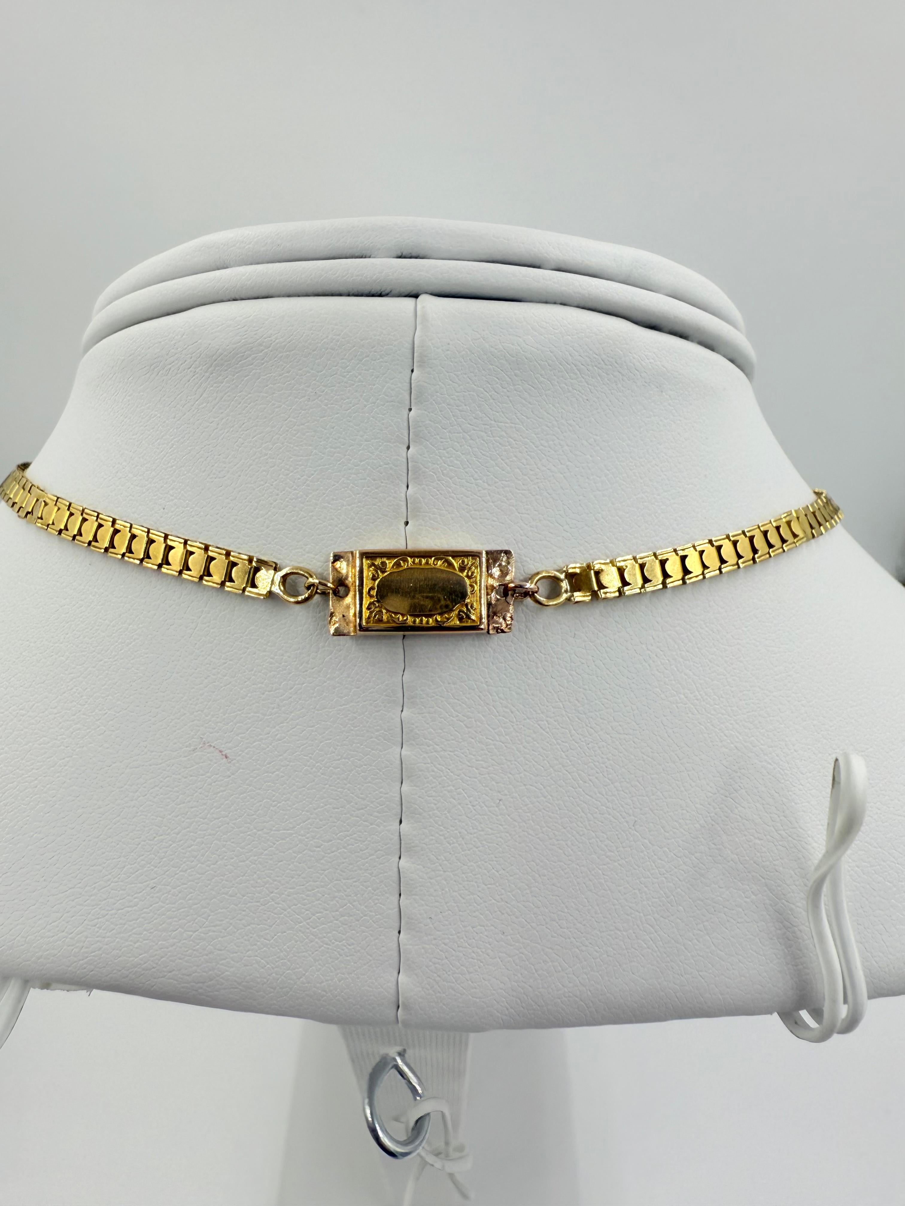 Victorian French Rosecut Diamond Yellow Gold Necklace For Sale 2