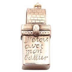 Antique Victorian French saucy opening pendant in 14k rose gold, secret message pendant