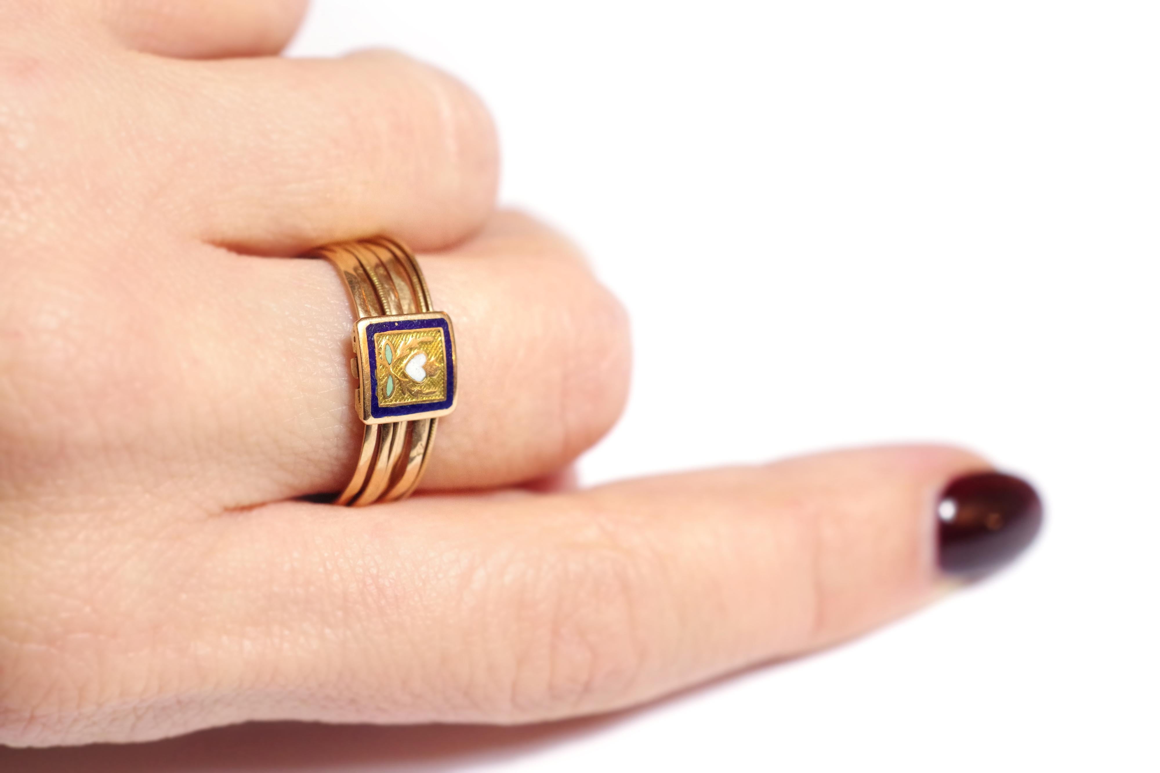 Victorian French Semainier Wedding Ring in 18 Karat Pink Gold In Fair Condition In PARIS, FR