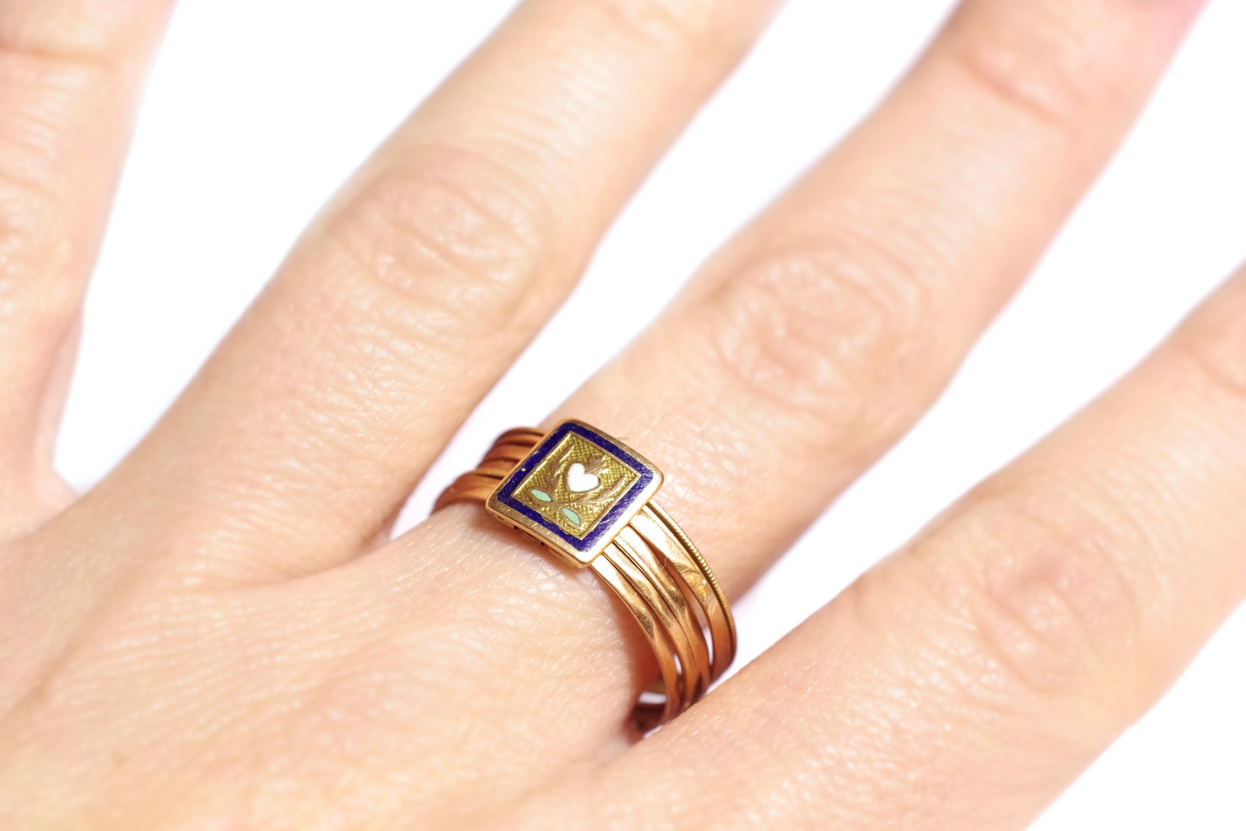 Victorian French Semainier Wedding Ring in 18 Karat Pink Gold 1