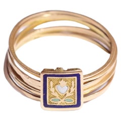 Antique Victorian French Semainier Wedding Ring in 18 Karat Pink Gold